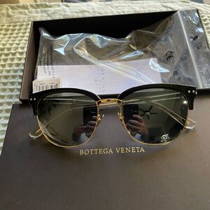Bottega Veneta Black and Gold Clubmaster Sunglasses